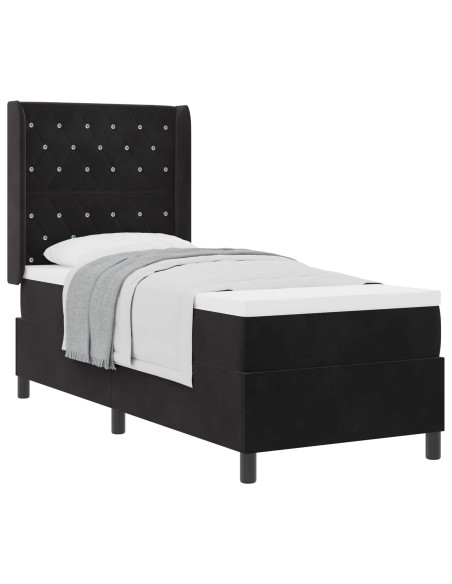 Letto a molle con materasso Nero 80 x 200 cm Velluto