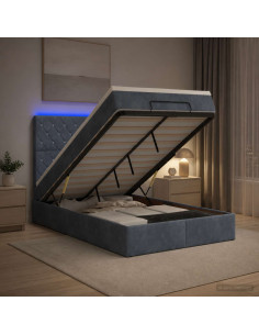 Letto Ottomano con Materasso e LED Grigio Scuro 120 x 190 cm