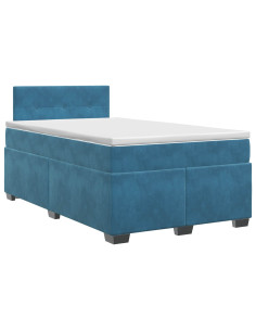 Letto box spring con materasso Blu 120 x 190 cm Velluto 2