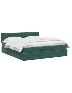 Letto ottomano con materasso Verde Scuro 180 x 200 cm Velluto 2