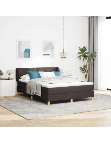 Letto a molle con testiera Marrone Scuro 160 x 200 cm Tessuto