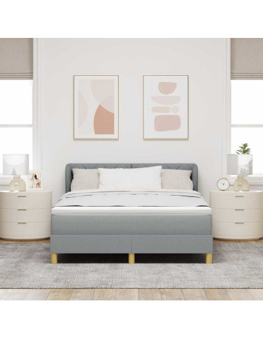 Letto a molle con testiera Grigio chiaro 140 x 190 cm Tessuto