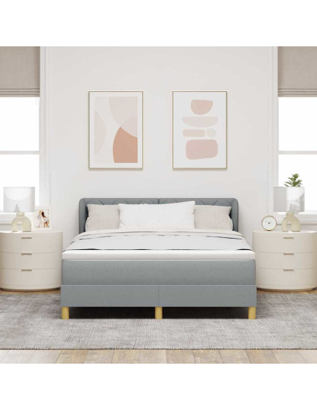 Letto a molle con testiera Grigio chiaro 140 x 190 cm Tessuto