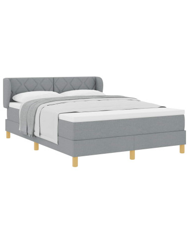 Letto a molle con testiera Grigio chiaro 140 x 200 cm Tessuto