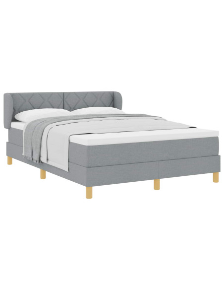 Letto a molle con testiera Grigio chiaro 140 x 200 cm Tessuto