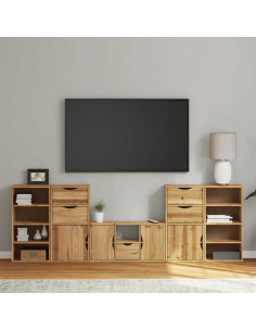 Mobile TV 5 pz con Contenitore ODDA in Legno Massello di Pino
