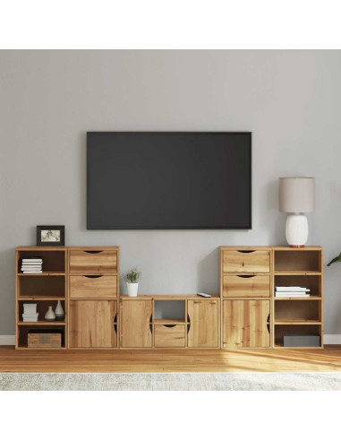Mobile TV 5 pz con Contenitore ODDA in Legno Massello di Pino