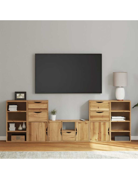 Mobile TV 5 pz con Contenitore ODDA in Legno Massello di Pino