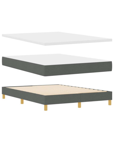 Letto a molle con testiera Grigio scuro 140 x 200 cm Tessuto