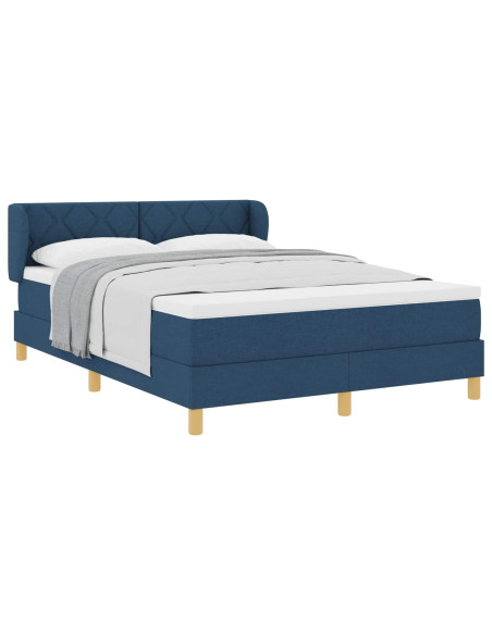 Letto a molle con testiera Blu 140 x 200 cm Tessuto