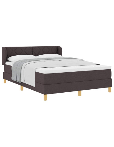 Letto a molle con testiera Marrone Scuro 160 x 200 cm Tessuto