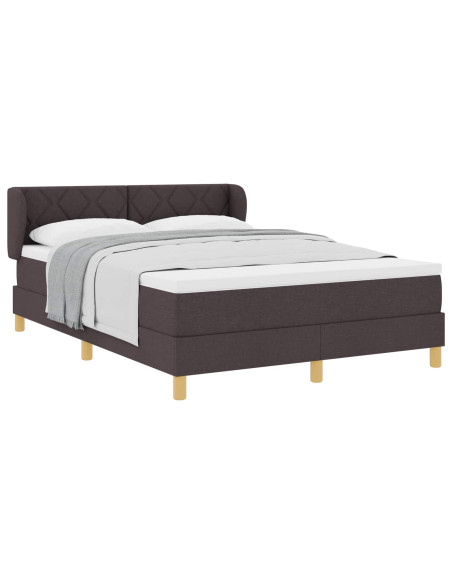 Letto a molle con testiera Marrone Scuro 160 x 200 cm Tessuto