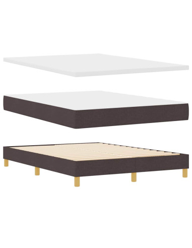 Letto a molle con testiera Marrone Scuro 160 x 200 cm Tessuto