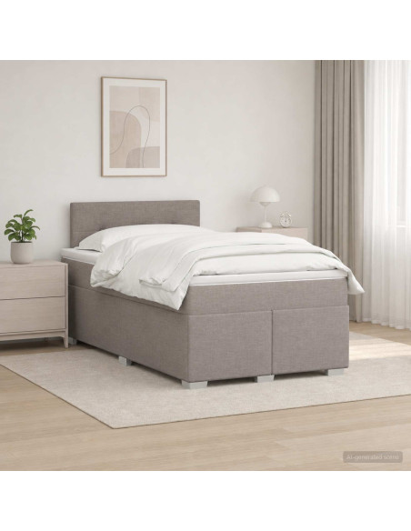 Letto box spring con materasso Tortora 120 x 190 cm Tessuto