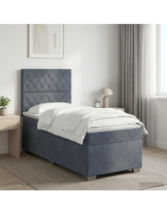 Letto box spring con materasso Grigio Scuro 100 x 200 cm