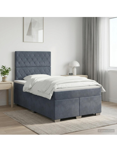 Letto box spring con materasso Grigio Scuro 120 x 190 cm