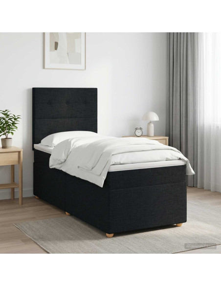 Letto box spring con materasso Nero 100 x 200 cm Tessuto