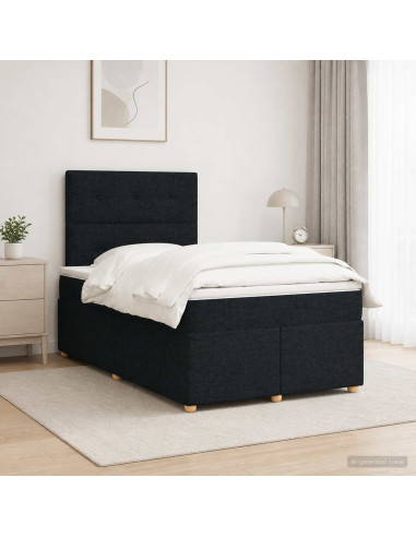 Letto box spring con materasso Nero 120 x 190 cm Tessuto