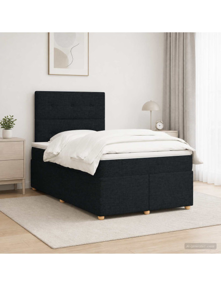 Letto box spring con materasso Nero 120 x 190 cm Tessuto
