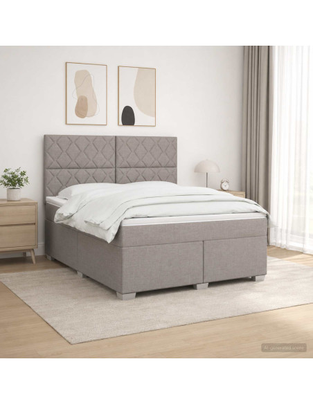 Letto box spring con materasso Tortora 180 x 200 cm Tessuto