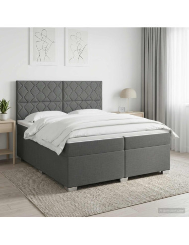 Letto box spring con materasso Grigio Scuro 200 x 200 cm