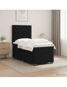 Letto box spring con materasso Nero 80 x 200 cm Velluto