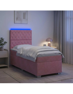 Letto box spring con materasso Rosa 80 x 200 cm Velluto