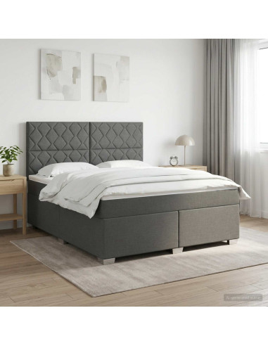 Letto box spring con materasso Grigio Scuro 160 x 200 cm