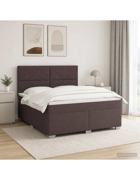 Letto box spring con materasso Marrone Scuro 160 x 200 cm