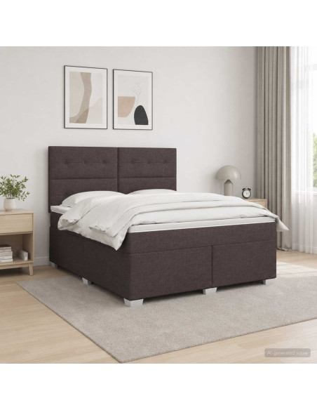 Letto box spring con materasso Marrone Scuro 180 x 200 cm
