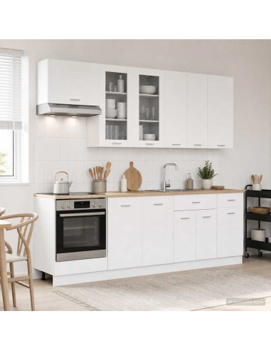 Unità Cucina LYON 8 pcs Bianco Legno ingegnerizzato
