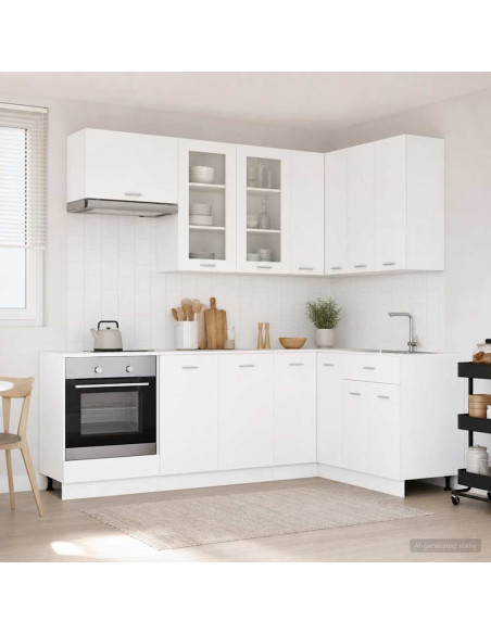 Unità Cucina LYON 8 pcs Bianco Legno ingegnerizzato