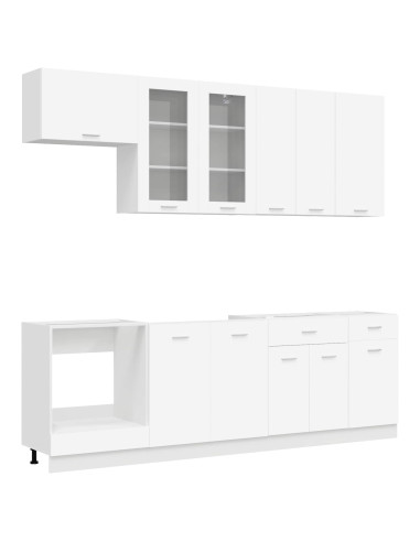 Unità Cucina LYON 8 pcs Bianco Legno ingegnerizzato