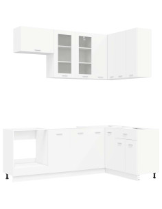Unità Cucina LYON 8 pcs Bianco Legno ingegnerizzato 2