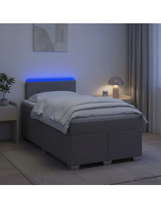 Letto con Box Spring, Materasso e LED Tortora 120 x 200 cm