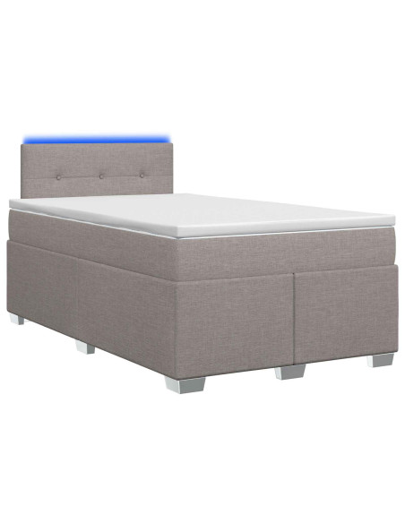 Letto con Box Spring, Materasso e LED Tortora 120 x 200 cm