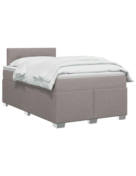 Letto con Box Spring, Materasso e LED Tortora 120 x 200 cm