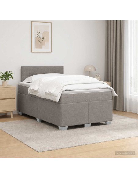 Letto con Box Spring, Materasso e LED Tortora 120 x 200 cm