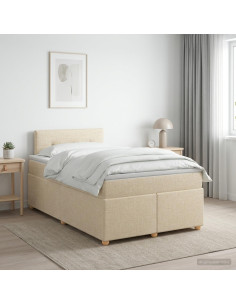 Letto box spring con materasso Crema 120 x 190 cm Tessuto