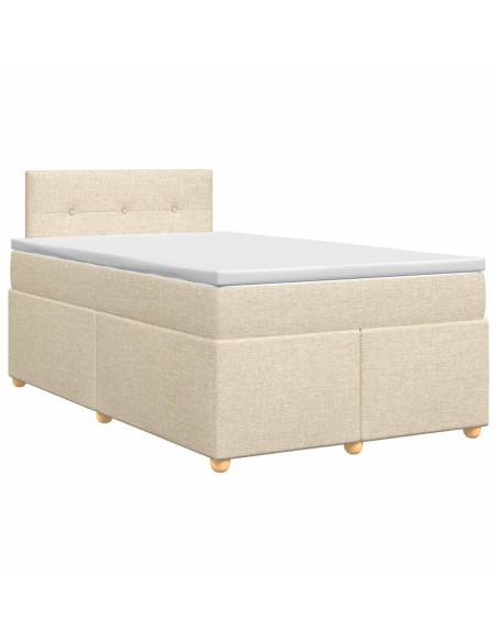 Letto box spring con materasso Crema 120 x 190 cm Tessuto