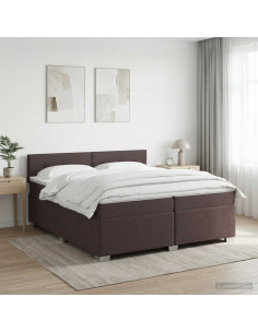 Letto box spring con materasso Marrone Scuro 200 x 200 cm