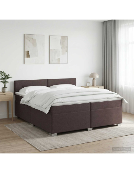 Letto box spring con materasso Marrone Scuro 200 x 200 cm