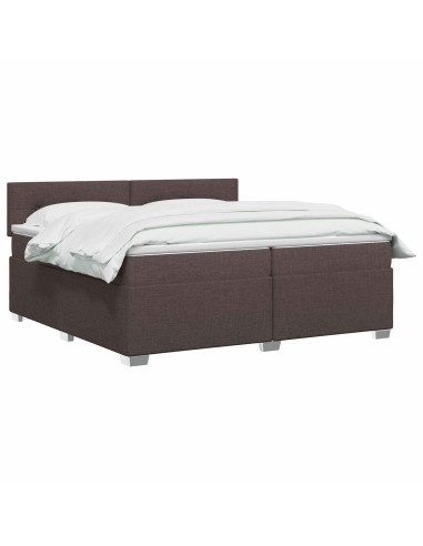 Letto box spring con materasso Marrone Scuro 200 x 200 cm