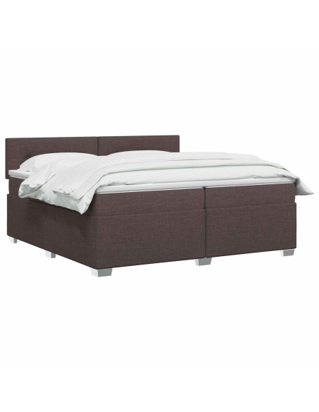 Letto box spring con materasso Marrone Scuro 200 x 200 cm