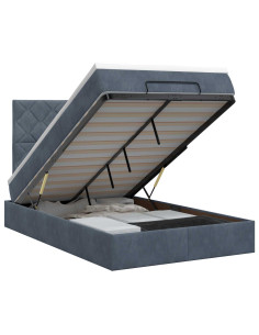 Letto ottomano con materasso Grigio Scuro 120 x 200 cm Velluto 2