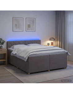 Letto box spring con materasso Tortora 200 x 200 cm Tessuto