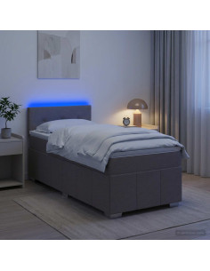 Letto box spring con materasso Tortora 90 x 200 cm Tessuto