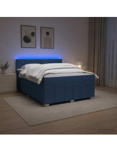 Letto box spring con materasso Blu 140 x 190 cm Tessuto