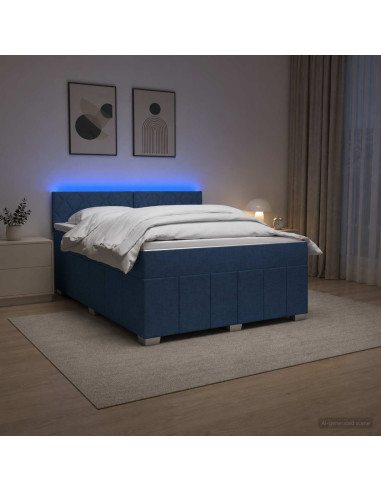 Letto box spring con materasso Blu 140 x 190 cm Tessuto