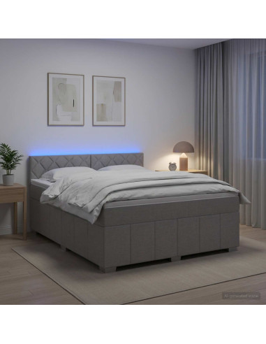 Letto box spring con materasso Grigio Chiaro 140 x 200 cm